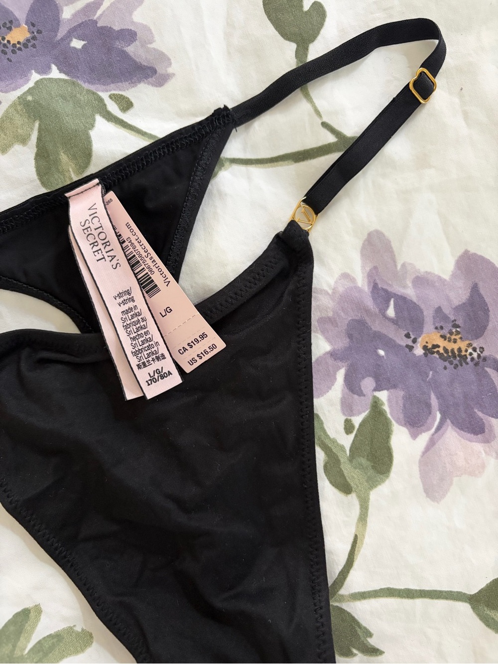Victoria's Secret Black Bikini Bottom with Gold Hardware